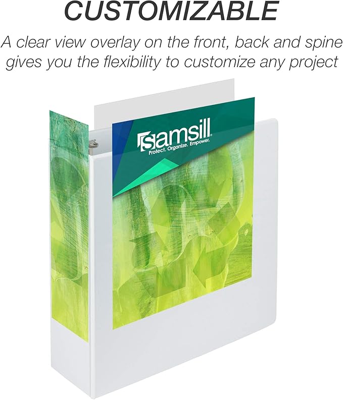 Samsill Plant-Based 4 Inch Durable Round Ring, Made in USA, View Binder, Eco-Friendly, USDA Certified Biobased, Single, White