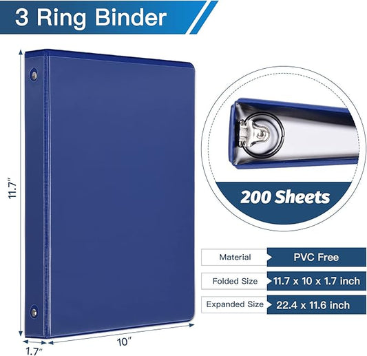 1-inch 3 Ring Binder with 2 Interior Pockets, 1'' Basic Binders Holds US Letter Size 8.5'' x 11'' Paper - Versatile Binders for Office, Home, and School Use, 6 Pack (6-Color Assorted)