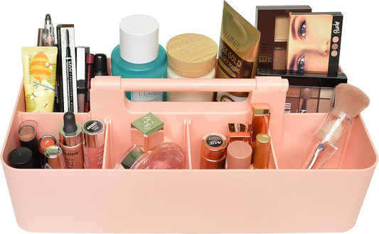 -Large Portable Caddy, DIY Dividers, 8 Compartments, School Office Supplies Home Organizer Basket with Handle Storage Organizer Made in USA (3 PACK, Indie Pink)