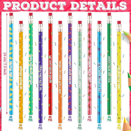 720 Pcs Scented Pencils Bulk for Kids Inspirational Motivational Cute Fun Fruit Wood Smelly Graphite Pencils with Erasers for School Classroom Office Students Girls Boys Gifts Supplies