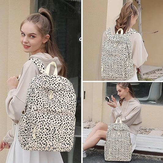 School Backpack for Teens Large Corduroy Bookbag Lightweight 15.6 inch Laptop Bag for Girls Women Casual High School College