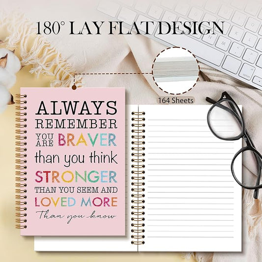 Inspirational Motivational Notebook Journal, Inspirational Gifts Spiral Notebook, You are Brave Motivational Notebooks Gifts for Women, Positive Gifts School Office Supplies, 6x8.2In(Pink)