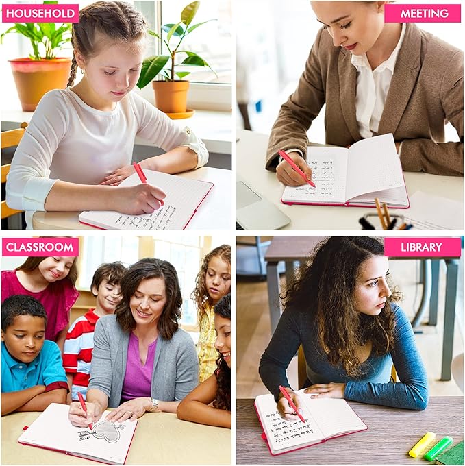 feela 24 Pack Journal Notebook for Work, Business Notebook Bulk Hardcover Lined Writing Journal with Pen Holder for Men Women Note Taking, with 24 Black Pens, 120 GSM, 5.1”x8.3”, A5, Berry