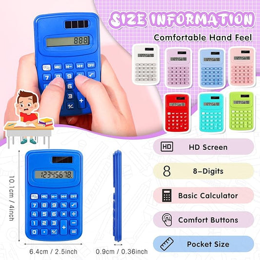 LEIFIDE 24 Pack Pocket Calculator Small Bulk Basic 4 Function Calculator 8 Digit Display Battery Powered for Desktop Home Office School Student Kids(Multicolor)