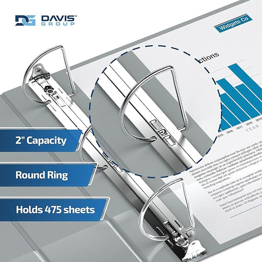 Premium Economy 6-Pack 3-Ring Binders for School or Office, D-Ring Binders, 2 Inch, Gray