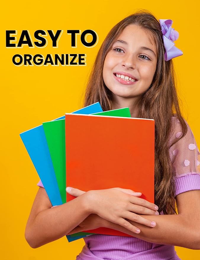 SUNEE Folders with Pockets 3 Hole Punched(50 Pack, Blue), 2 Pocket Folders Fit Letter Size Paper, Paper File Folder for School Office Home Bussiness