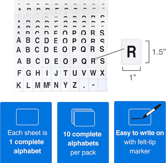 ChromaLabel 1 x 3/4 inch Alphabet Stickers, 10 Sheets/Pack (Red)