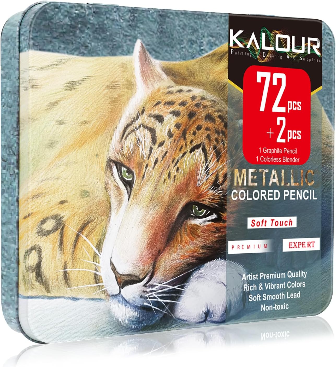 KALOUR 72 Piece Metallic Colored Pencils, Soft Core with Vibrant Color,Ideal for Drawing, Blending, Sketching, Shading, Coloring for Adults Artists Beginners