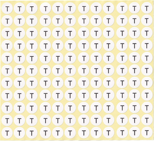 dealzEpic - Alphabet Stickers of The Letter T - Small Round Paper Self-Adhesive Peel and Stick Letter Labels - Set of 15 Sheets