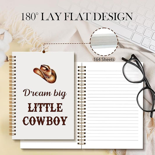 Western Cowboy Notebook Journal - Cowboy Preppy Spiral Notebook, Dream Big LittleCowboy Inspirational Notebooks Gifts for Cowboys Men Boys Kids, Preppy Western School Office Supplies, 6x8.2In