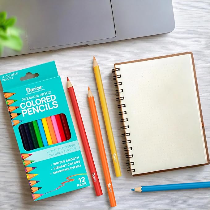 Darice Colored Pencils Bulk, 24 Packs (288 Count) 12 Colors, Pre-Sharpened Kid Coloring Book Pencils Set, Arts & Crafts Back to School Supplies for Kids