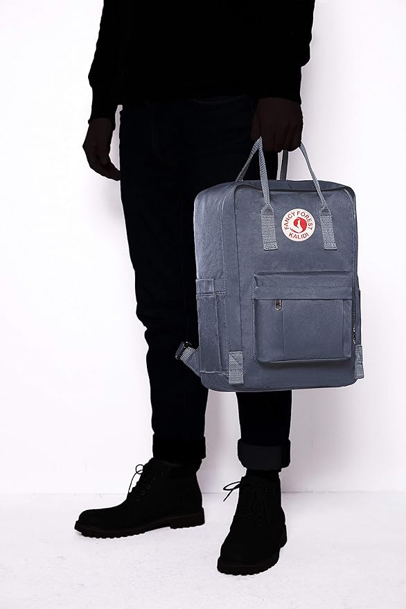 KALIDI Casual Laptop Backpack 15 Inches Classic Camping Rucksack Travel Outdoor Square Daypack College Hiking Gym Bag, Grey Blue