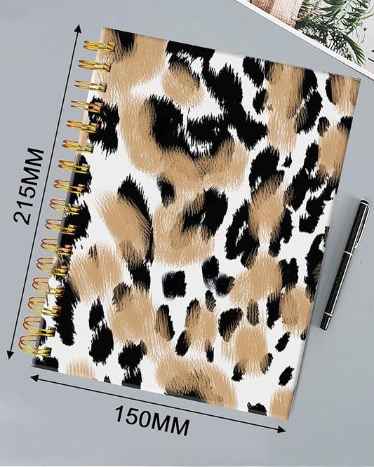 iampanda Spiral Journal Notebook,Strong Twin-Wire Binding with Premium Paper for Girl Women,Cute Animals Skin 60 Sheets A5 College Ruled Notebook/Journal,Perfect for School Office Home Gifts,Leopard