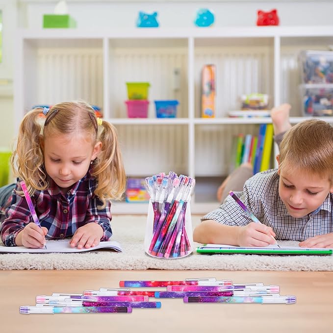 Kolewo4ever Galaxy 48-Piece Multicolor Space Theme Pencils, 0.5mm, Medium Point, Retractable, Non-Sharpening, Comfort Grip, Perfect for School, Home, Office, Gifting, Party Favors