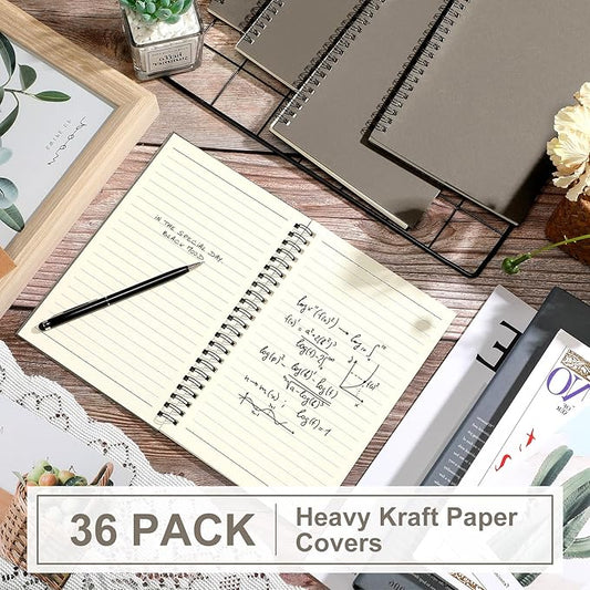 Yahenda 36 Pcs Spiral Notebook Bulk A5 Journal Lined 8.3'' x 5.5'' Writing Composition Paper Small Notepad Subject Notebook for Students Office Business Back to School Supplies (Dark Gray)