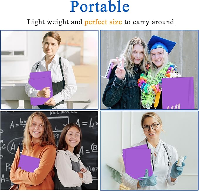 Zzrywuty 50 Packs Paper Folders with Pockets for Students,Businessmen and Office Workers,Letter Size,Two Pocket Folders with Card Slot for Office,Business,School Supplies (Purple)