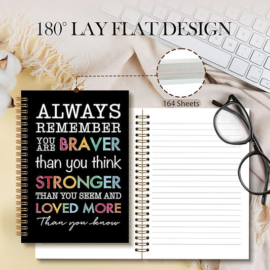 Inspirational Motivational Notebook Journal, Inspirational Gifts Spiral Notebook, You are Brave Motivational Notebooks Gifts for Women, Positive Gifts School Office Supplies, 6x8.2In(Black)