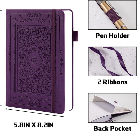 TIEFOSSI Bullet Dotted Journal Notebook, 160gsm 256 Numbered Thick Paper, A5 Hardcover Dotted Grid Diary for Women Men Work Writing, Bullet Journaling, Drawing, 5.8 x 8.3 in