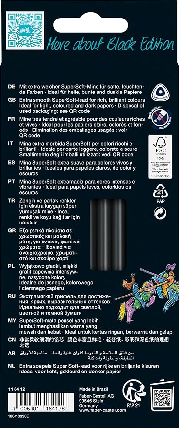 Faber-Castell Black Edition Colored Pencils, Classic 1 Count (Pack of 12)