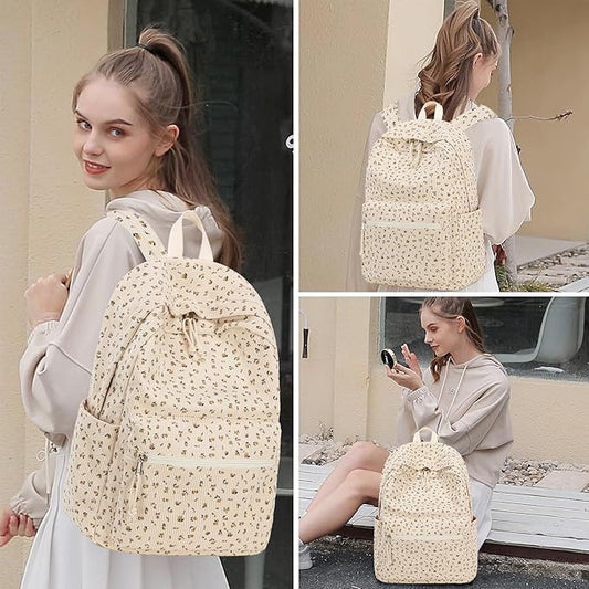 School Backpack for Teens Large Corduroy Bookbag Lightweight 15.6 inch Laptop Bag for Girls Women Casual High School College