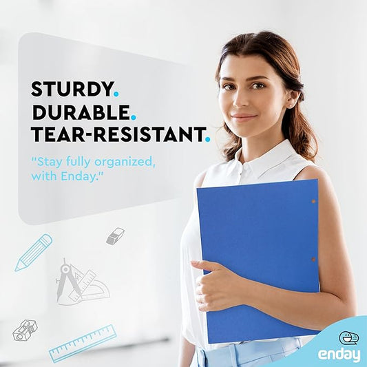 Blue Folders with Pockets 2 Pocket Folder Bulk, Two Pockets File for Letter Size Sheets, Bulk Paper Also Available in Blue, 100 Pack - by Enday