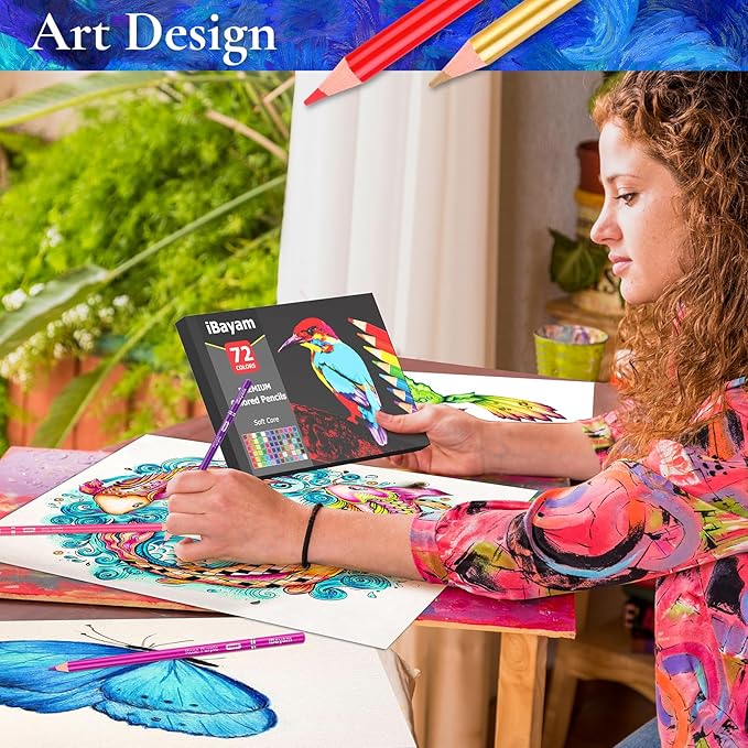 Stocking Stuffers, Art Supplies, iBayam 72 Colors Colored Pencils for Adults Coloring Books, Teen Girl Gifts Trendy Stuff, Art Supplies for Kids 9-12, Gifts for 5-12 Year Old Girl, Arts and Crafts Kit