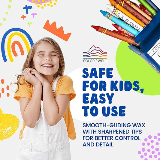 Color Swell Bulk Crayon Pack - 1680 Crayons in 24 Vibrant Colors of Teacher Quality Durable Bulk Crayons for Classroom and Home