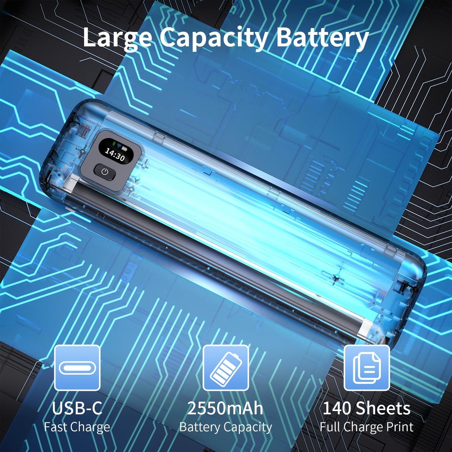 Rongta Portable Printers Wireless for Travel, 300DPI WiFi & Bluetooth Mobile Thermal Inkless Printer for School/Office/Home Use, Compatible with Android,iOS & Laptop,Black (F82)