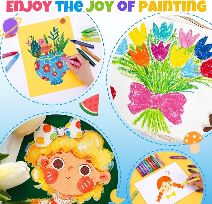 24 Colors Jumbo Crayons for Toddlers 1-3.Washable,Non-Toxic Crayon for Toddlers Ages 4-8.Easy to Hold and Unbreakable Big Toddler Crayons for Toddler Coloring.Best Gift for Holiday ,Travel and Art