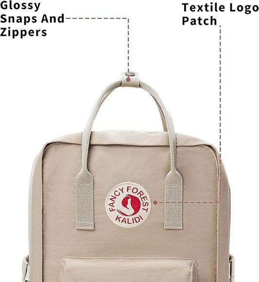 KALIDI Casual Laptop Backpack 15 Inches Classic Camping Rucksack Travel Outdoor Square Daypack College Hiking Gym Bag, Khaki