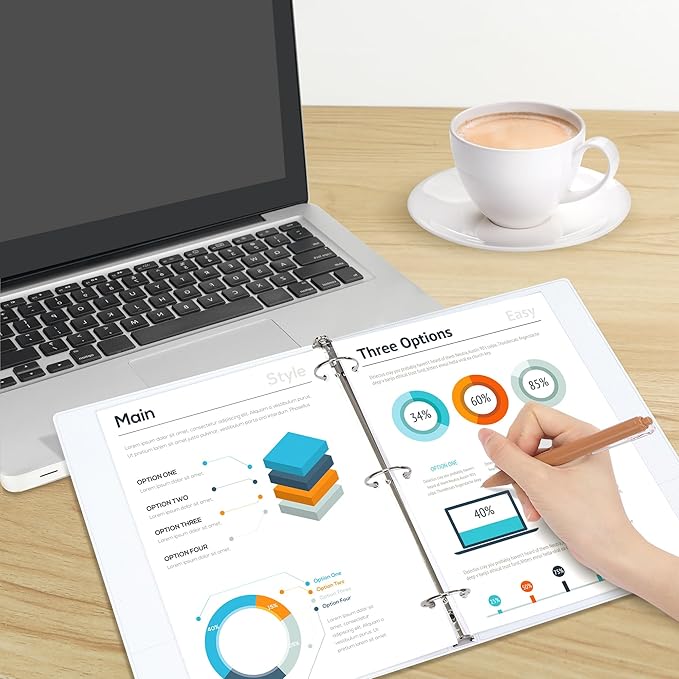 SUNEE 3 Ring Binder 2 Inch 2 Pack, Clear View Three Ring PVC-Free (Fit 8.5x11 Inches) for School or Office Supplies, White