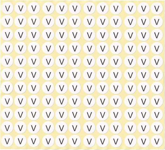 dealzEpic - Alphabet Stickers of The Letter V - Small Round Paper Self-Adhesive Peel and Stick Letter Labels - Set of 15 Sheets