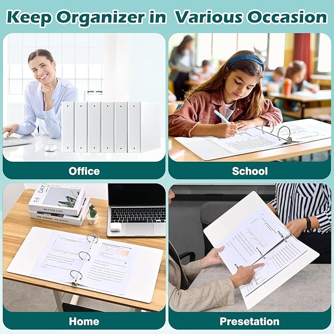 3 Ring Binder 2 Inch 6 Pack,2" Clear View with Round Rings, PVC-Free,Holds for 450 Sheets 8.5X 11 US Letter Size Paper, Durable White Binders Perfect for Office,School and Home