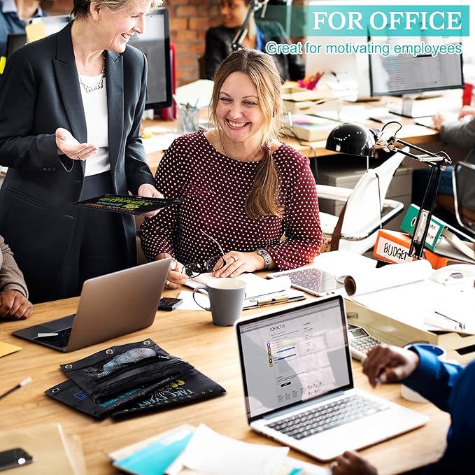 Honoson 36 Pieces Pencil Pouch for 3 Ring Binder Bulk Inspirational Pencil Pouch Double Zip Zipper Pencil Bag for Classroom Binder Cosmetic Bag Pencil Folder Case for School Students Teacher Supplies