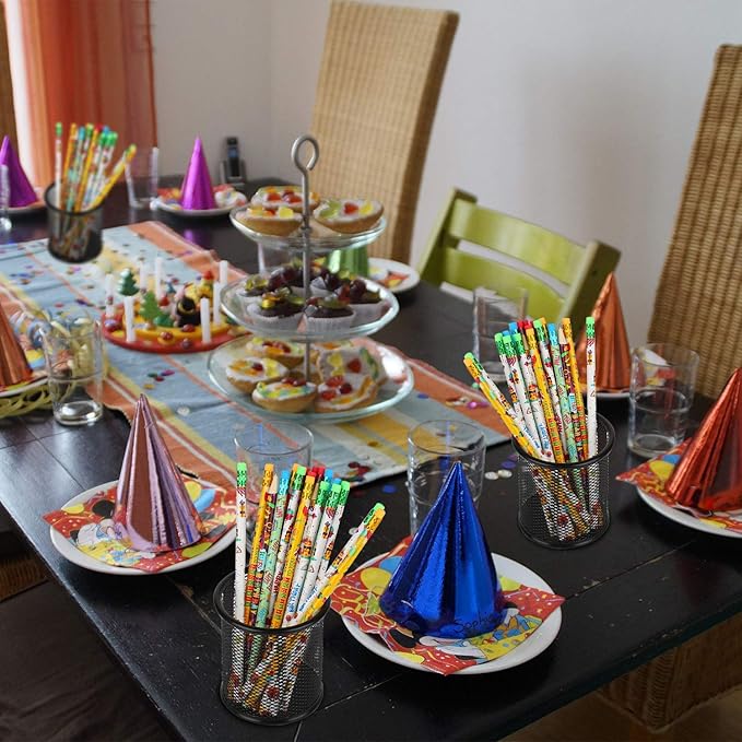 Kolewo4ever 200 Pieces Happy Birthday Pencils Colorful Printed Birthday Pencils with Top Erasers for Teachers Classrooms Reward Birthday Party Kids Gifts Supplie