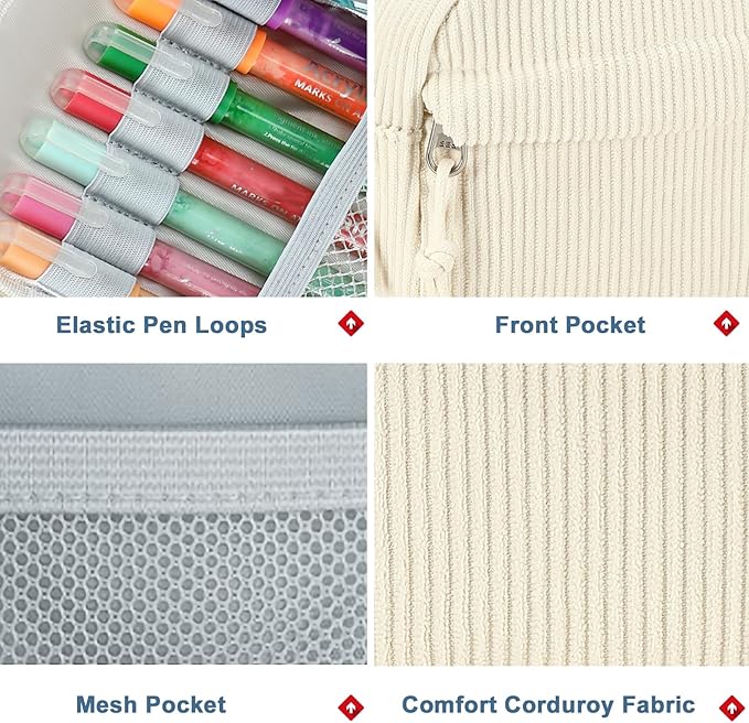 Bluboon Big Capacity Pencil Case Pencil Pouch Pen Case School Supplies Cute Pencil Box Pencil Bag for Teen Girls Boys Women Man (Beige A)