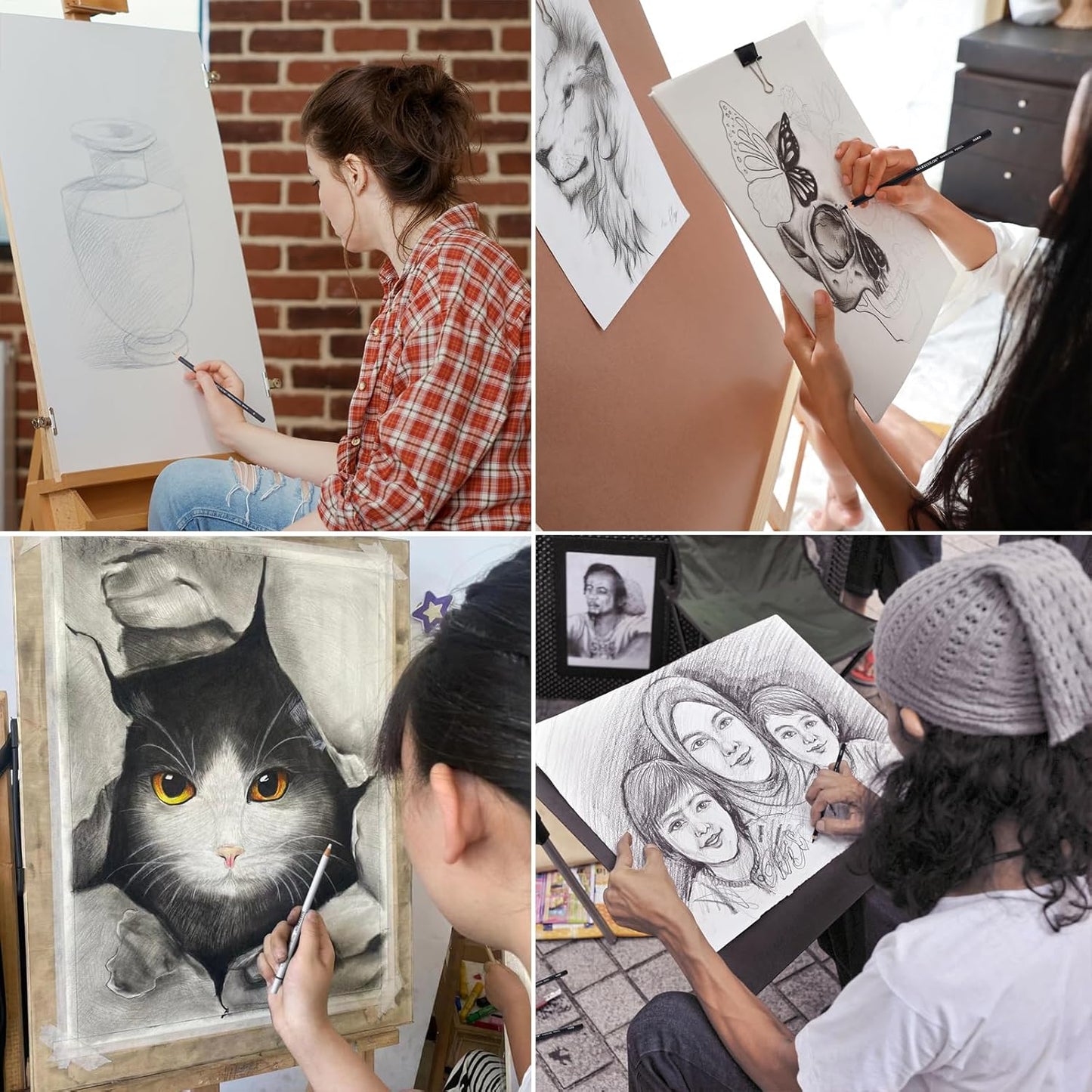 Drawing Sketching Pencils Set, 34 Pieces Pro Art Pencil Kit - Graphite Pencils (14B-4H), Charcoal Pencils, Charcoal Sticks, Artist Pencils for Beginners & Pro Artists