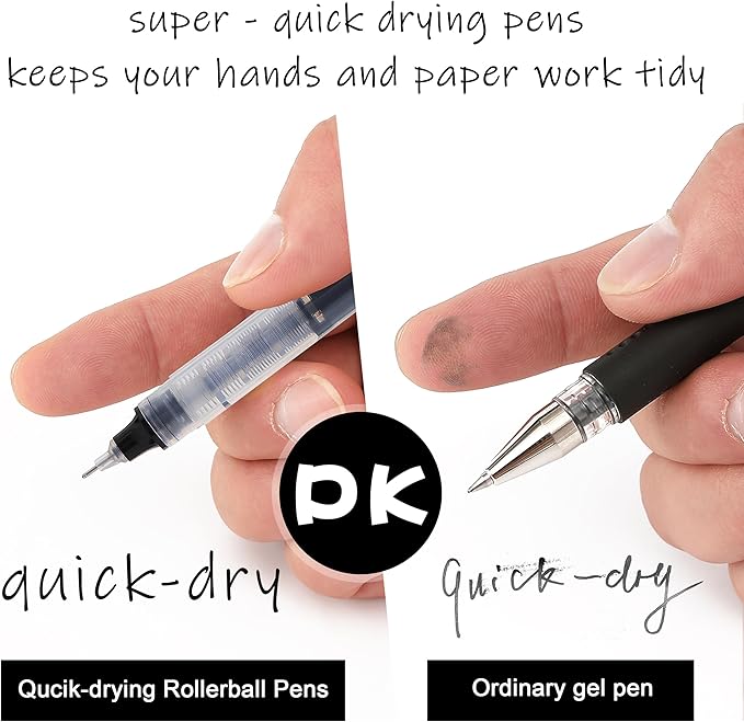 RIANCY Liquid Ink Rollerball Gel Pens, 0.5mm Extra Fine Point Tip, 12ct Assorted Colors, Smooth Writing No Smear No Bleed, Vibrant for Journaling, Drawing, Sketching, School Notes & Art Supplies