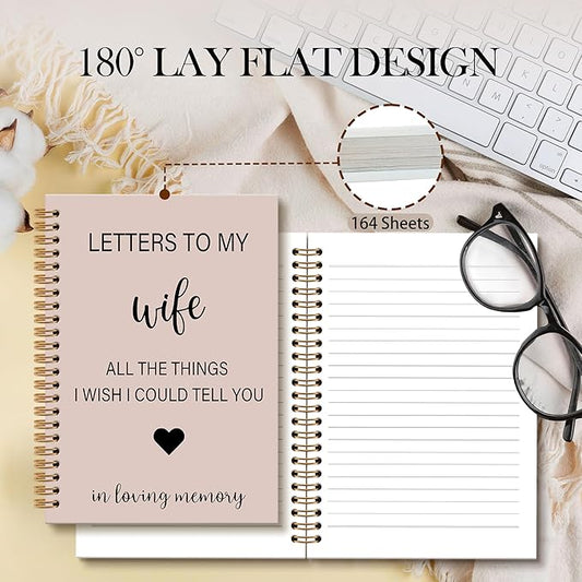 Memorial Gifts for Loss of Wife Grief Notebook Journal, Letters to My Wife in Heaven Spiral Notebook, Sympathy Notebooks Gifts for Loss of Wife Men, In Loving Memory Sympathy Gifts, 6x8.2In