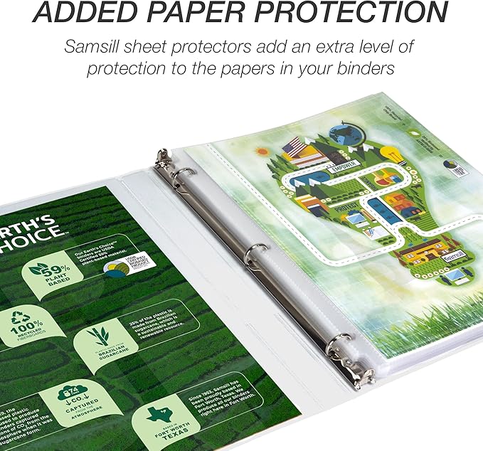 Samsill I08917 Earth's Choice Biobased Presentation Binder, 3 Ring Binder, Half Inch, Round Ring, Customizable, White, 6 Pack