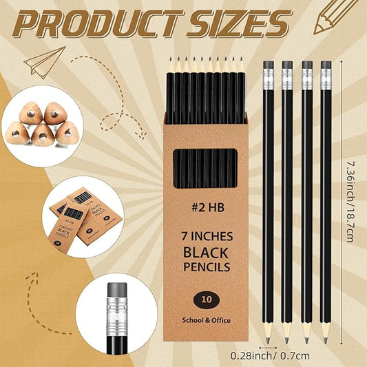 Geyoga 50 Boxes Woodcased Classroom #2 HB Pencils with Erasers 500 Count Pre-sharpened Number 2 Pencils for School Teacher Office Supplies, Writing, Drawing and Sketching Back to School Gifts(Black)