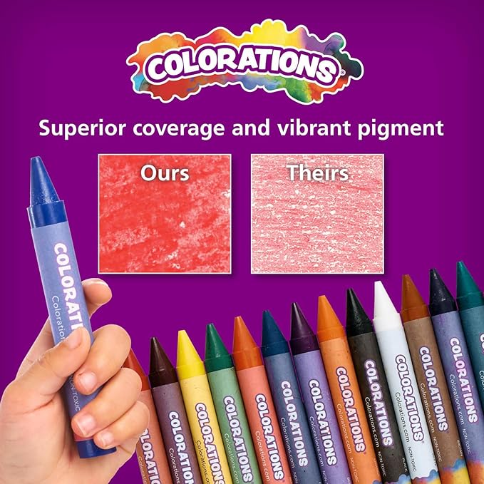 Colorations Large Crayon Classroom Pack, 400 Count, 16 Colors, Non-Toxic, Kids School Supplies - Bulk Jumbo Crayons for Toddlers, Arts and Crafts