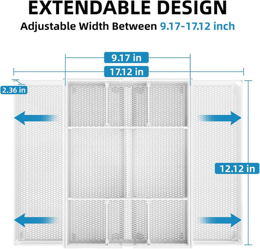 Marbrasse Expandable Desk Drawer Organizer, Mesh Drawer Organizer Tray with 10 Adjustable Compartments, Desk Organizers and Accessories for Office Supplies, Makeup & Vanity (Expandable White-2 pack)