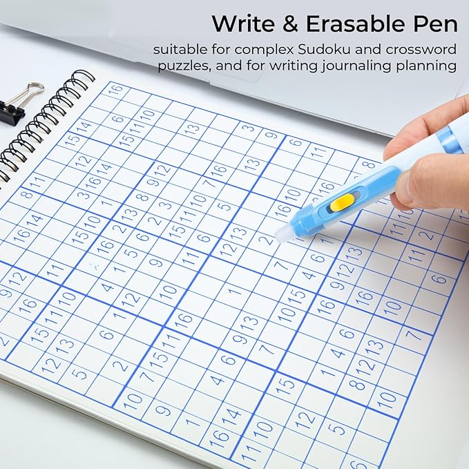 M&G 6 Pcs Retractable Erasable Gel Pens, 0.5 mm Blue Ink Gel Pen, Extra Fine Point Erasable Pen Make Mistakes Disappear, Premium Comfort Grip Note Taking and Crossword Puzzles
