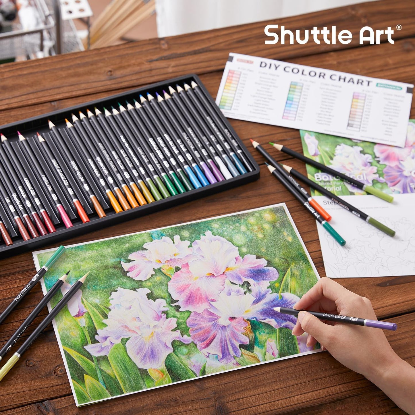 Shuttle Art 36 Colored Pencils, Botanical Themed Colored Pencils for Adult, Soft Core Color Pencils, Coloring Pencils for Adults Kids Artists Beginners Drawing Coloring Sketching
