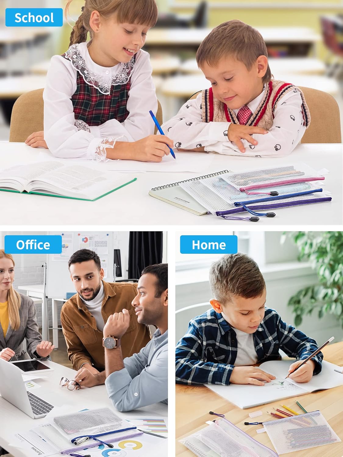 JARLINK 72 Pack 8 Sizes Mesh Pouch, 9 Colors, Waterproof Zipper File Bags Document Multipurpose Travel Bags for Office, School, Board Game, Puzzles, Cosmetics, Travel Accessories, and Home Organize