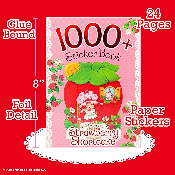 Horizon Group USA Strawberry Shortcake 1,000+ Sticker Book, Cute Stickers for Kids, Scrapbooking, Planning, Journaling, Water Bottles, Letter Stickers, and Gifts for 7-Year-Old Girls.
