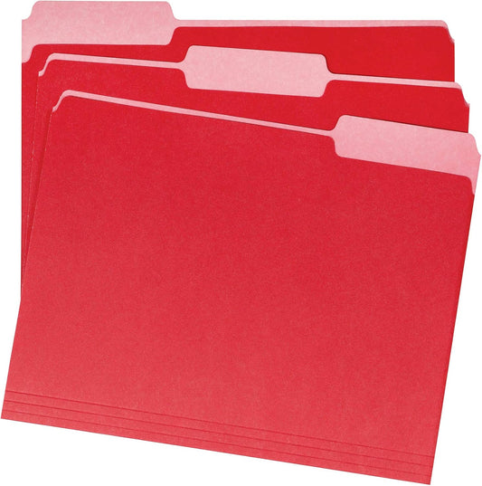 Amazon Basics File Folders, Letter Size, 1/3 Cut Tab, Red, 36-Pack