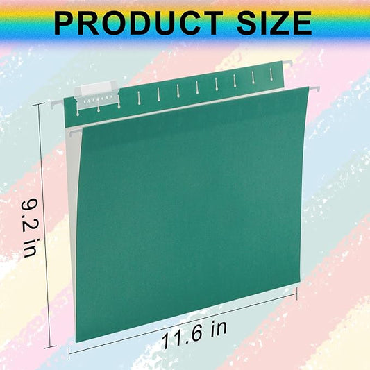 Green Hanging File Folders 6 Pack Letter Size File Folders with 1/5-cut Tabs,Stay Organized for Your Home and Office Bulk File and Documents