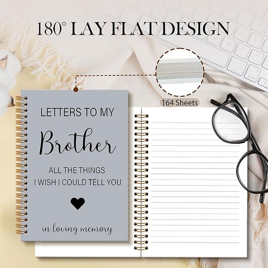 OINDADE Loss of Brother Sympathy Gifts Grief Notebook Journal, Letters to My Brother in Heaven Journal, Memorial Notebooks Gifts for Loss ofBrother, In Loving Memory Sympathy Gifts, 6x8.2In